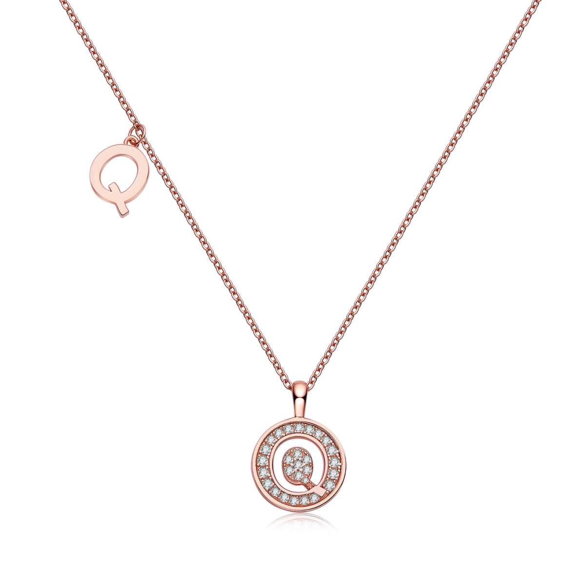 Q-style pendant S925 silver plated rose gold Moissanite light luxury letter necklace